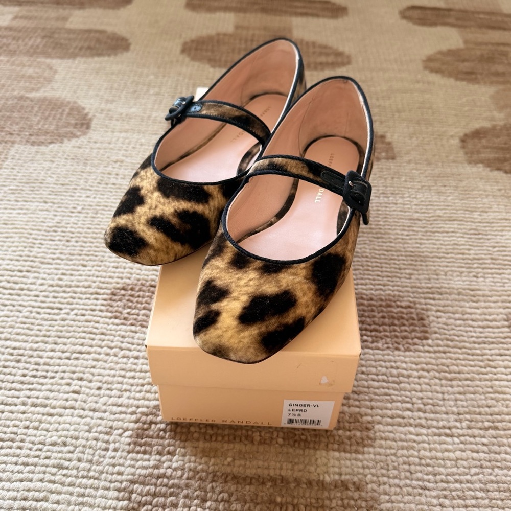 Loeffler Randall Ginger leopard print Mary Jane flats